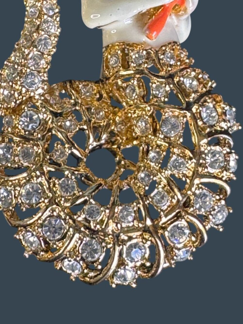 Rare Hutton Wilkinson Signed Mermaid Brooch Swarovski Crystal Tony Duquette 1990 - Picture 7 of 12